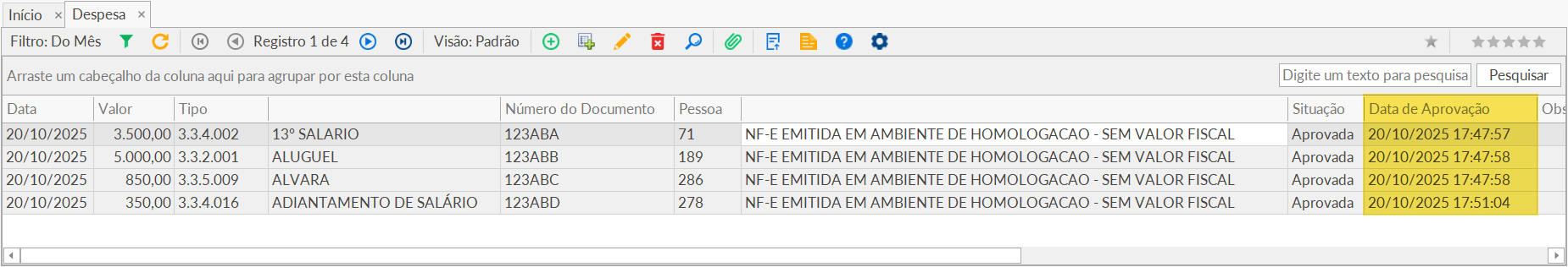 Despesa - Inclusão em Lote - Visualização do lançamento em lote.png